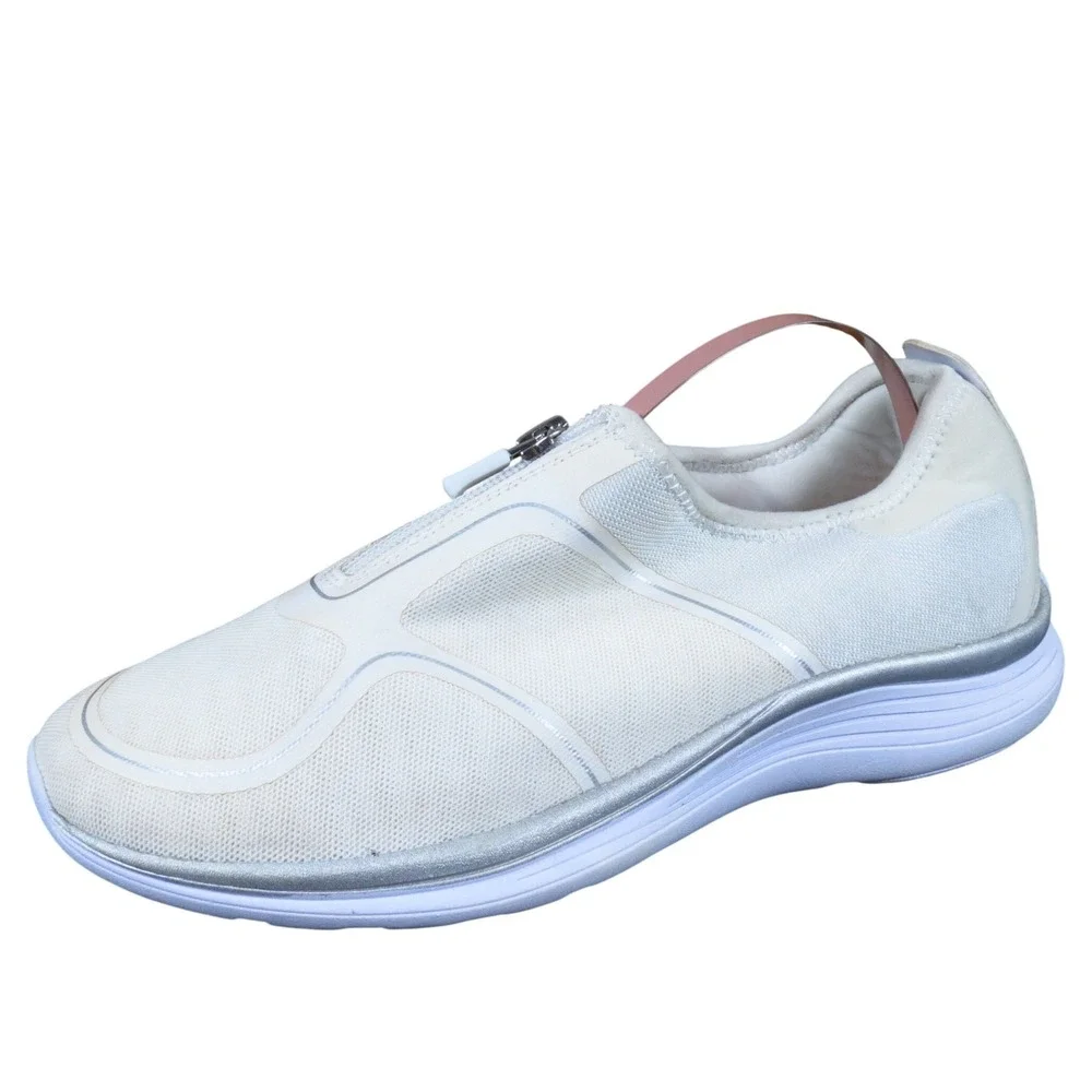 Easy Spirit Gemela 2 Women Casual Sneaker Size 7 Extra Wide Walking White Fabric